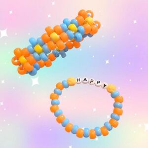Flower Cuff and Bracelet Kandi Set